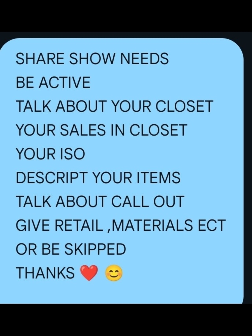 SHARE SHOW NEEDS